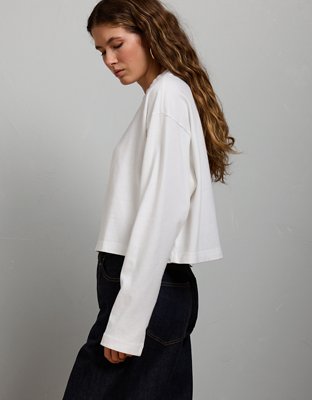 AE77 Premium Boxy Long-Sleeve Cropped T-Shirt