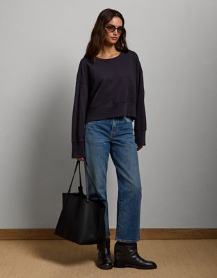 AE77 Premium Relaxed Cropped Sweatshirt