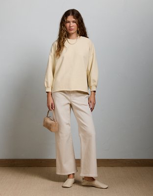 Женская толстовка American Eagle AE77 Premium Puff Sleeve, цвет: Кремовый — фото 7