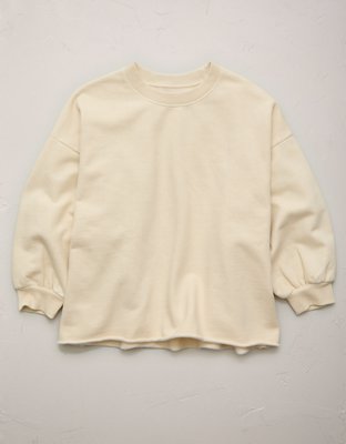 Женская толстовка American Eagle AE77 Premium Puff Sleeve, цвет: Кремовый — фото 3