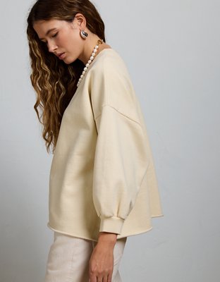 Женская толстовка American Eagle AE77 Premium Puff Sleeve, цвет: Кремовый — фото 5