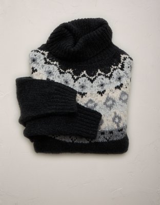 Женский свитер American Eagle AE77 Fairisle, цвет: Меланжевый серый — фото 4