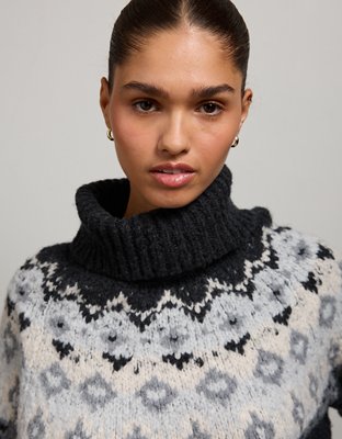 Женский свитер American Eagle AE77 Fairisle, цвет: Меланжевый серый — фото 6