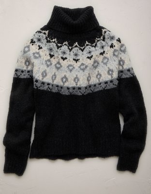 Женский свитер American Eagle AE77 Fairisle, цвет: Меланжевый серый — фото 3