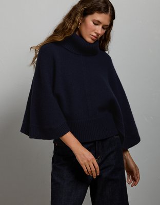 Женский свитер American Eagle AE77 Premium Cape, цвет: Тёмно-синий — фото 5