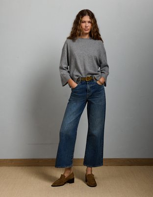 Женский свитер American Eagle AE77 Premium Oversized Cashmere Sweater T-Shirt, цвет: Меланжевый серый — фото 5
