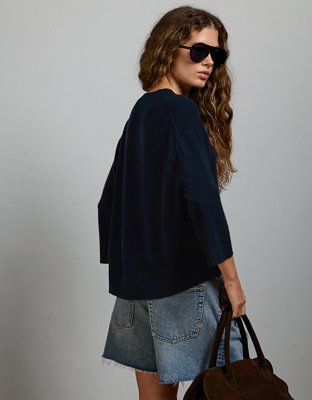 AE77 Premium Oversized Cashmere Sweater T-Shirt