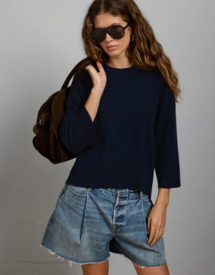 AE77 Premium Oversized Cashmere Sweater T-Shirt