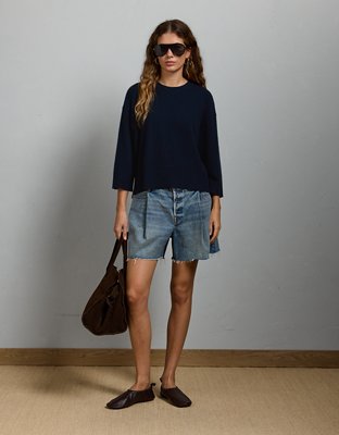 AE77 Premium Oversized Cashmere Sweater T-Shirt