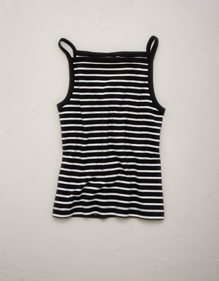 AE77 Striped Square Neck Tank Top