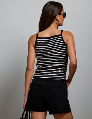 AE77 Striped Square Neck Tank Top