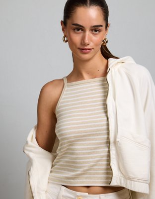 AE77 Striped Square Neck Tank Top