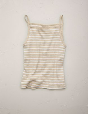 AE77 Striped Square Neck Tank Top
