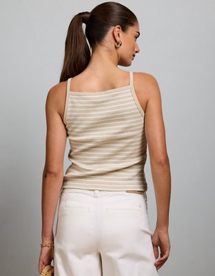 AE77 Striped Square Neck Tank Top