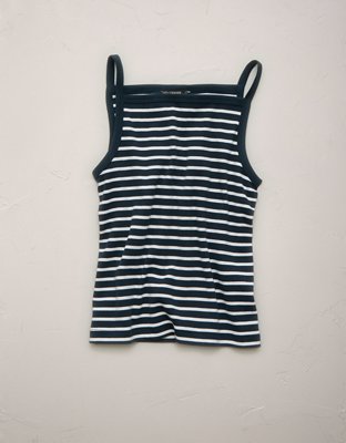 AE77 Striped Square Neck Tank Top