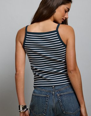 AE77 Striped Square Neck Tank Top