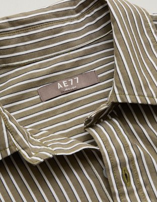 Женская рубашка American Eagle AE77 Premium Poplin, цвет: Оливковый — фото 4