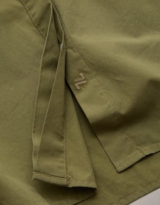 Женская рубашка American Eagle AE77 Short Sleeve Poplin, цвет: Зелёный — фото 6