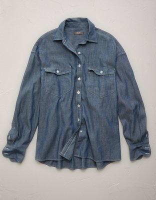 AE77 Oversized Denim Boyfriend Shirt