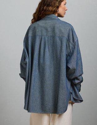 AE77 Oversized Denim Boyfriend Shirt
