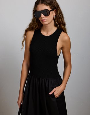 AE77 Premium Mixed Media Midi Dress