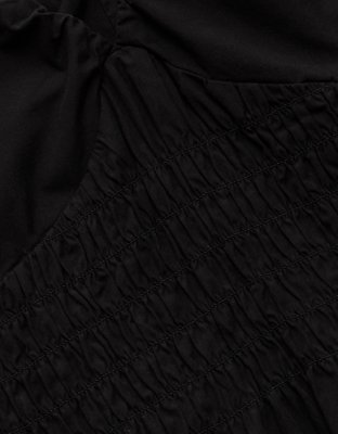 AE77 Premium Puff Sleeve Midi Poplin Dress