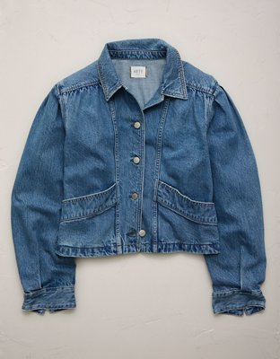 Женская куртка American Eagle AE77 Premium Denim Cropped, цвет: Средняя варка — фото 3