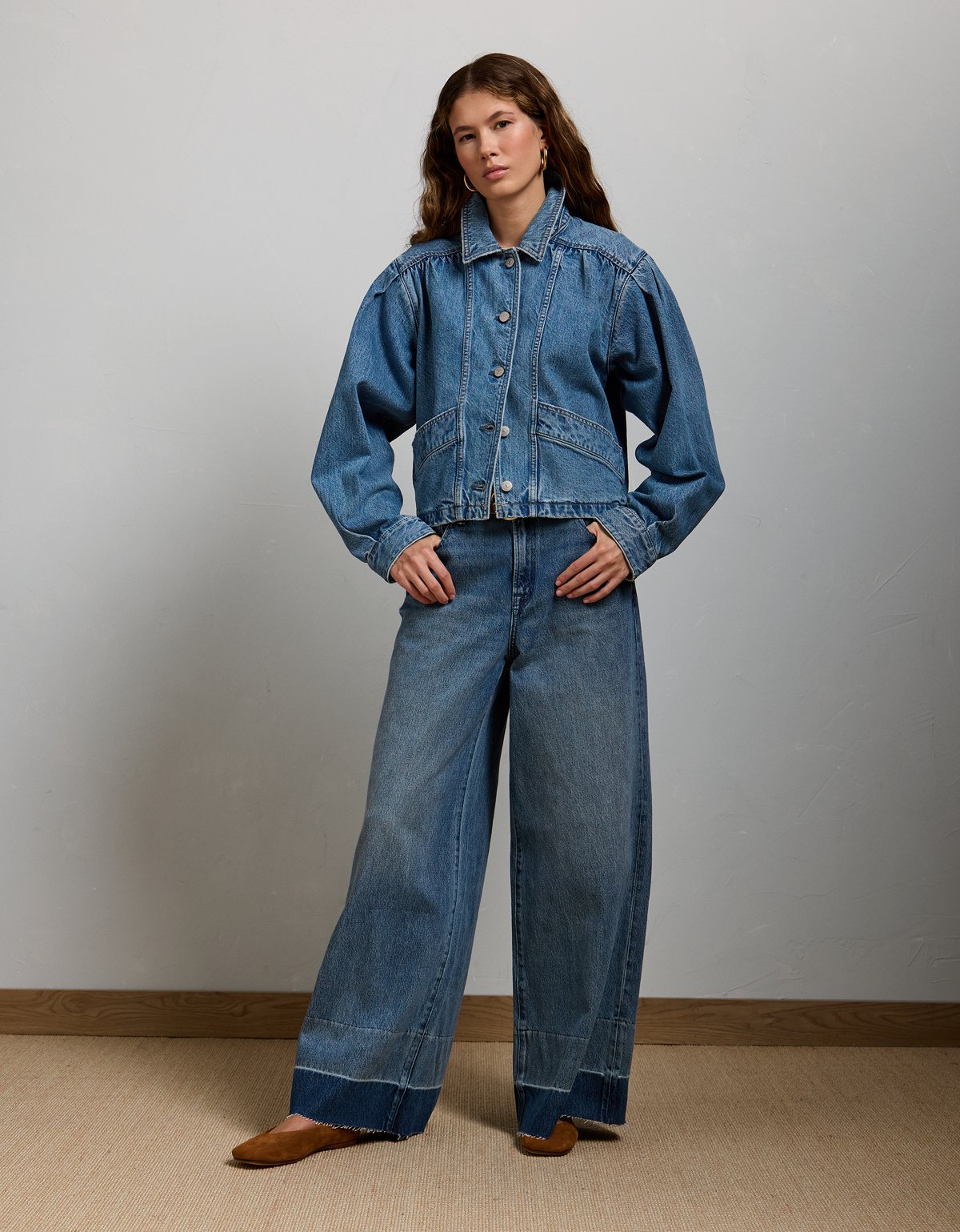 AE77 Premium Denim Cropped Jacket - image 5