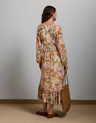AE77 Premium Ruffled Chiffon Midi Dress | American Eagle