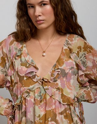 AE77 Premium Ruffled Chiffon Midi Dress