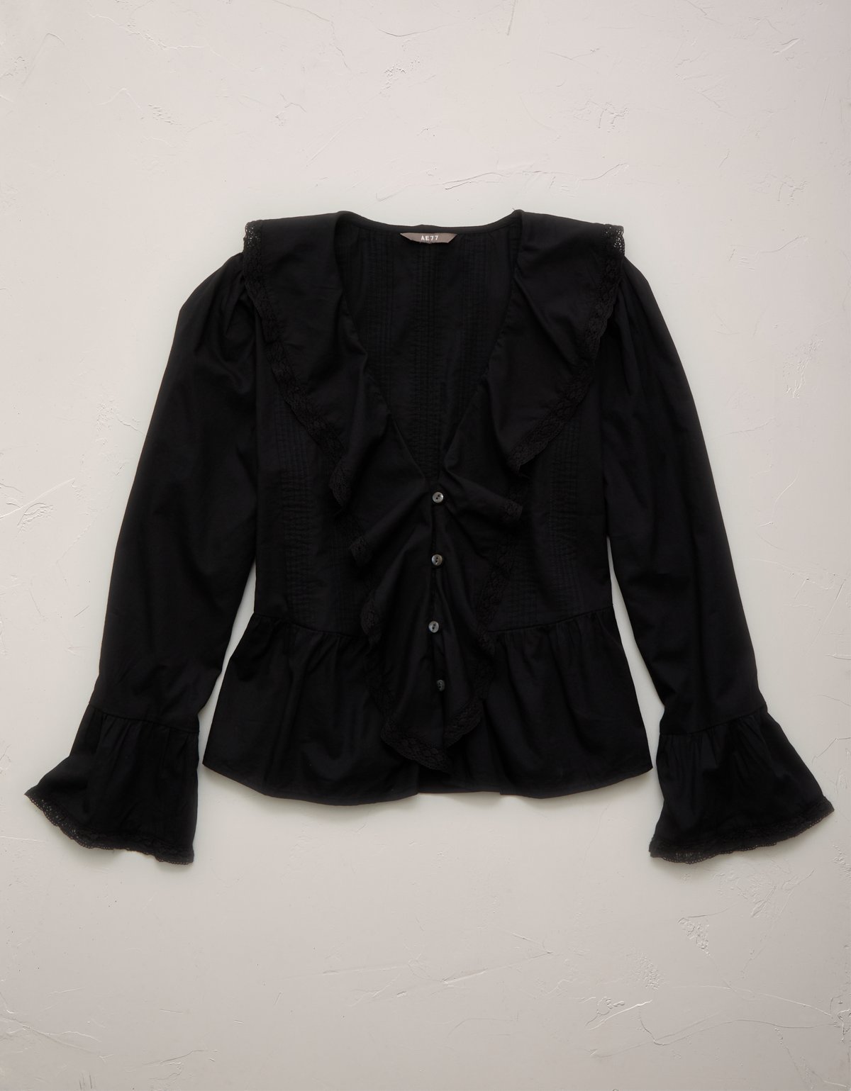 AE77 Ruffled V-Neck Blouse - image 3