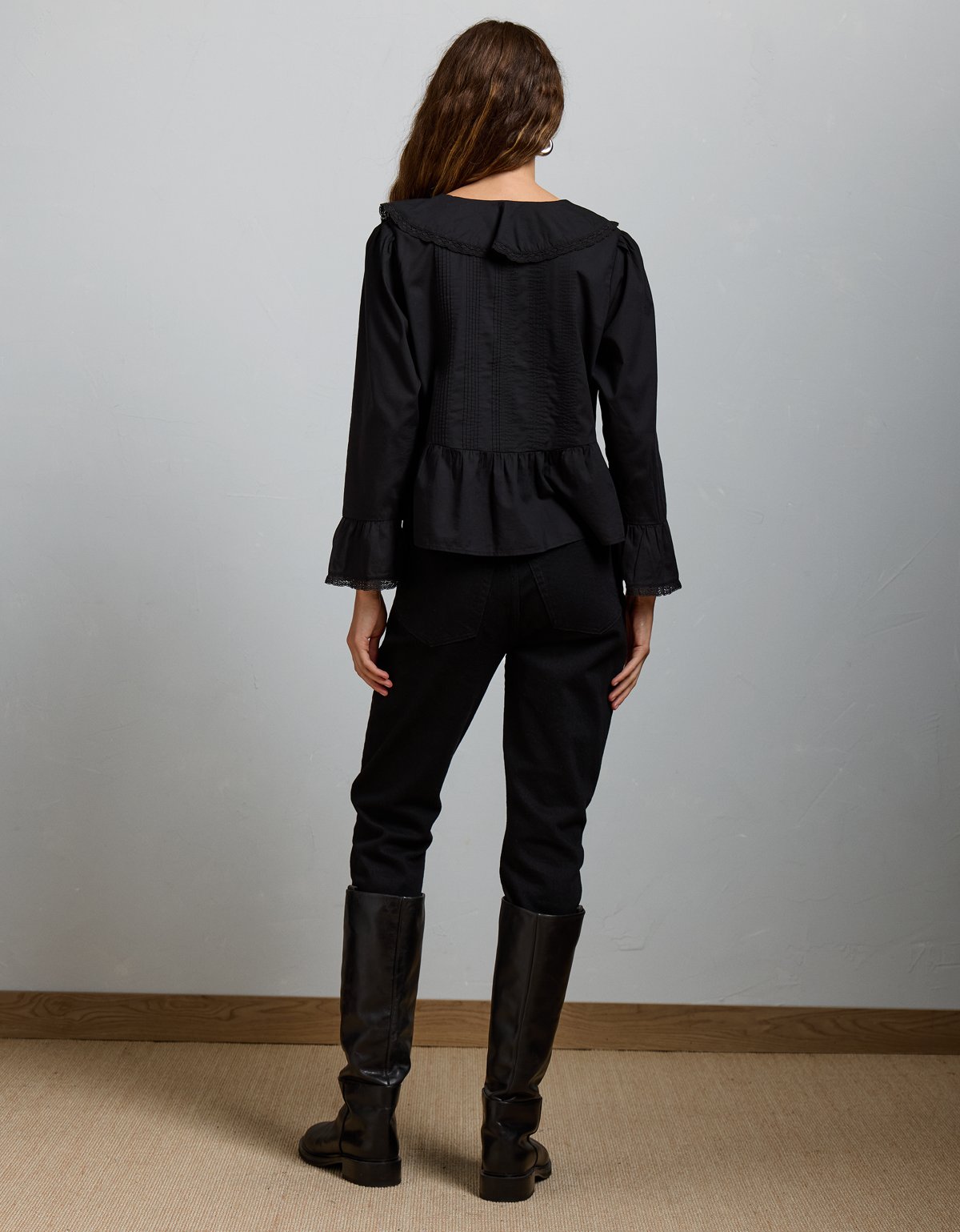 AE77 Ruffled V-Neck Blouse - image 2