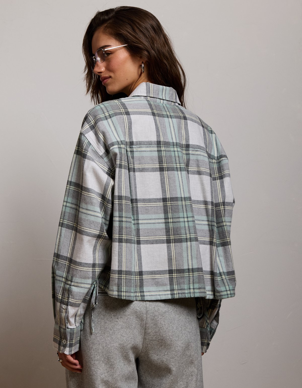AE77 Cropped Flannel Shirt - image 2