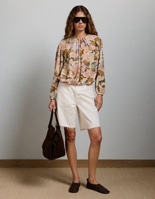 Blouse en chiffon à ourlet bulle haut de gamme AE77