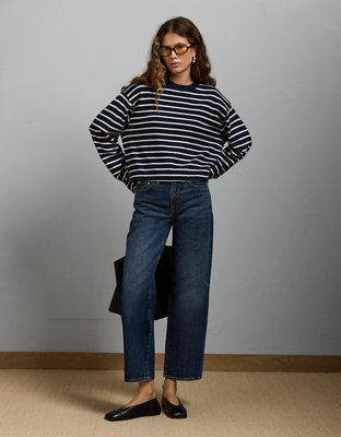 AE77 Premium Boxy Long-Sleeve Cropped T-Shirt