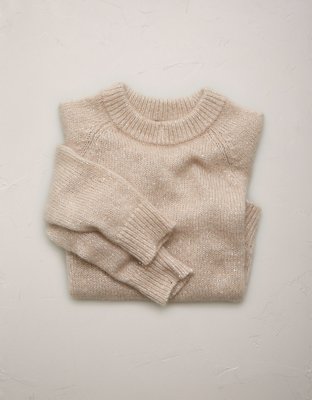 AE77 Sparkle Shrunken Crew Neck Sweater