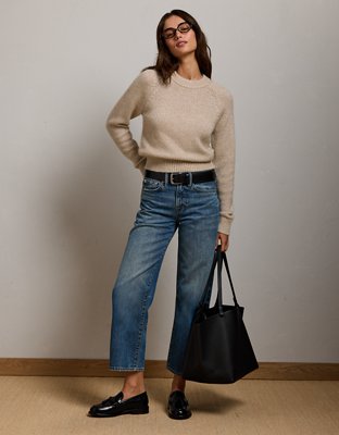 AE77 Sparkle Shrunken Crew Neck Sweater