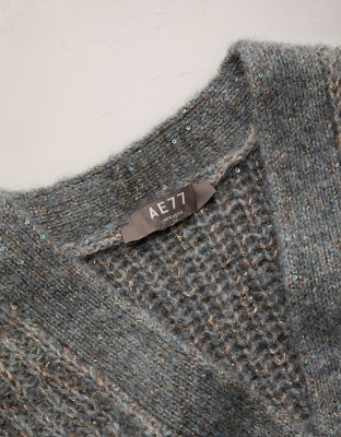 AE77 Shaker Stitch Cardigan Sweater