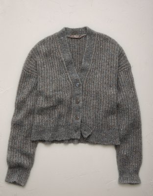AE77 Shaker Stitch Cardigan Sweater