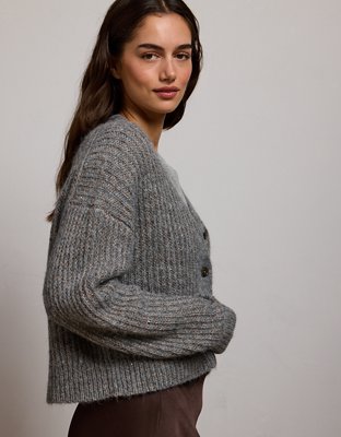 AE77 Shaker Stitch Cardigan Sweater
