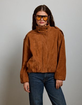 Женская куртка American Eagle AE77 Premium Suede, цвет: Коньячный — фото 7