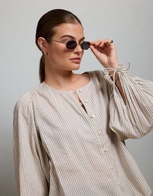 American Eagle AE77 Balloon-Sleeve Button-Up Shirt