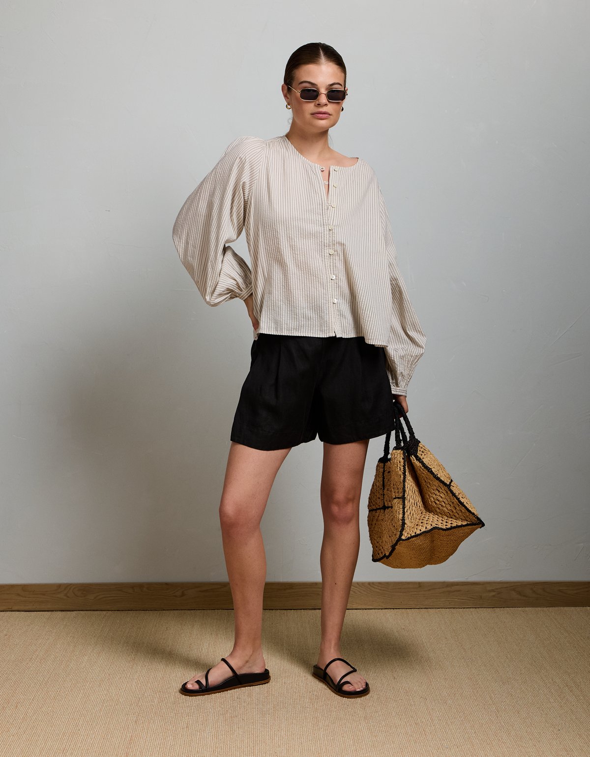 AE77 Balloon-Sleeve Button-Up Shirt - image 5