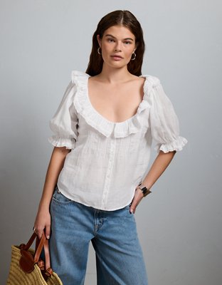 AE77 Ruffled-Neck Blouse from American Eagle - $128