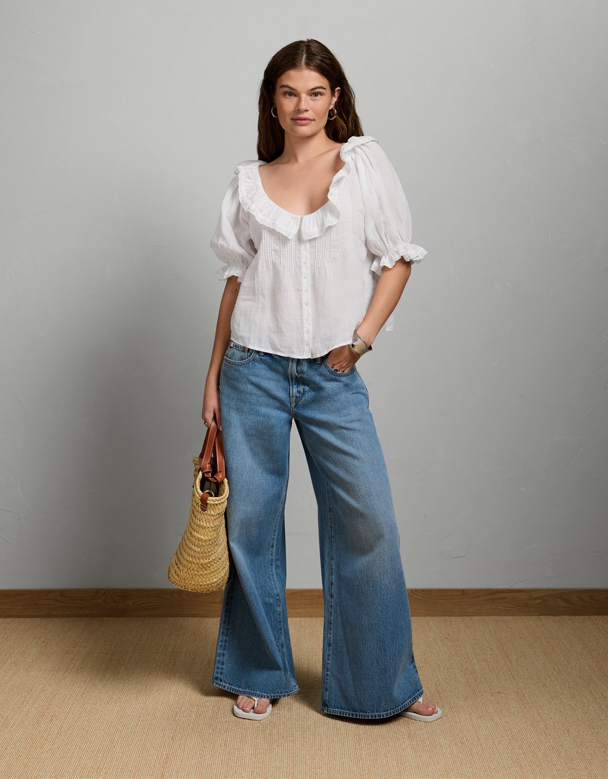 AE77 Ruffled-Neck Blouse - image 5