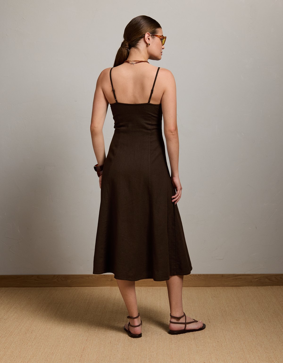 AE77 Linen-Blend Slip Dress - image 2