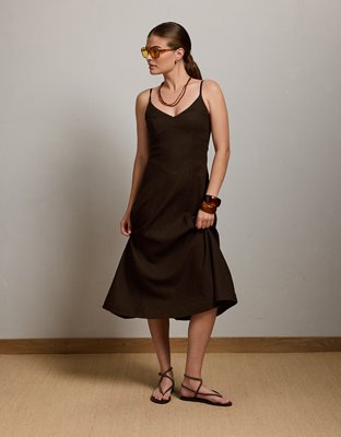 AE77 Linen-Blend Slip Dress from American Eagle - $138