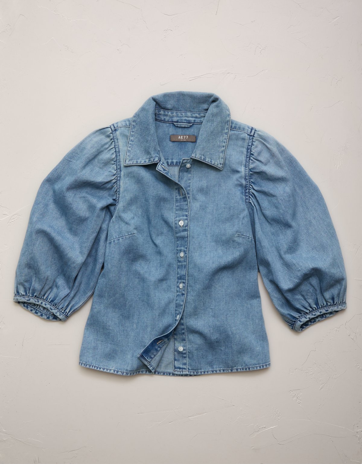 AE77 Puff-Sleeve Denim Shirt - image 3