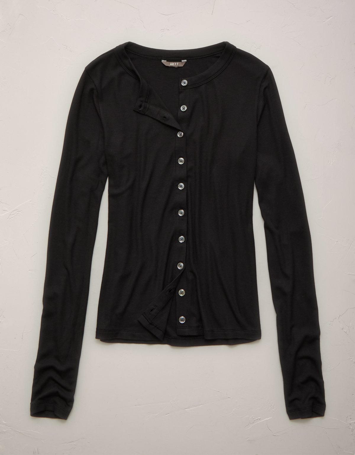 AE77 Ribbed Button-Up T-Shirt - image 3