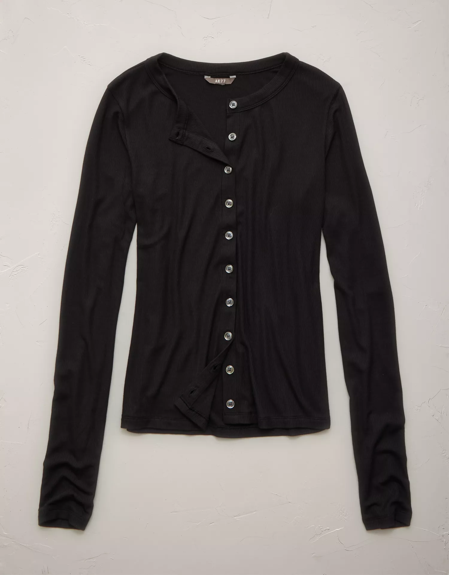AE77 Ribbed Button-Up T-Shirt - thumbnail 3